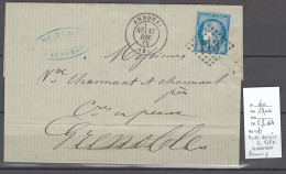 France - Lettre  Annonay - VARIETE Yvert 60 - Boule Derriere La Tete -1872 - 1849-1876: Période Classique