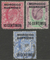 Morocco Agencies (Spanish Currency). 1907-12 KEVII, 10c, 15c, 25c Used SG 113, 114a, 116. M5078 - Postämter In Marokko/Tanger (...-1958)