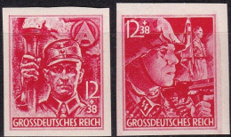 D.Reich, 1945, 909/10, MNH **, Geschnitten, Parteimiliz „Der Volkssturm“. SA/SS - Unused Stamps