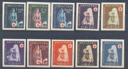 Croatia NDH Red Cross Imperforated In Changed Color 1941 MNH ** - Kroatië