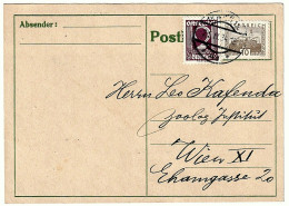 Österreich Postkarte + 2 Marke 10 Groschen & 2 Kronen, Wien 25 IV 1934 - Covers & Documents