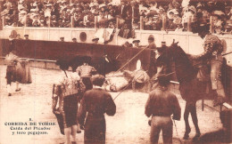 P-24-Mi-Is-2037 : CORRIDA DE TOROS. CAIDA DEL PICADOR Y TORO PEGAJOSO - Stierkampf