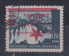 Croatia NDH 160k On 0.50k REVERSE OVERPRINT Mi#5b 1945 USED - Croatia