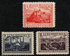 Luxemburg 1921 High Values 3 Val MNH, Castle Vianden, Furnaces Esch S Alzette, Adolph Bridge Perf.11½x11 - Nuovi
