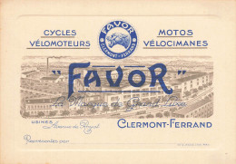 Clermont Ferrand * Cycles Moto FAVOR Usine Avenue De Royat * Cycle Motos * Carte De Visite Ancienne Illustrée - Clermont Ferrand