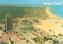 MONTE GORDO, V.R. Sº. António, Algarve - Vista Aérea Da Praia  (2 Scans) - Faro