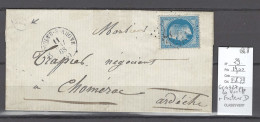 France - Lettre  GC 4327 - La Voulte + Facteur D - Ardeche - 1868 - 1849-1876: Période Classique
