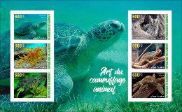 DJIBOUTI 2024 MS IMPERF CAMOUFLAGE - FROG FROGS TURTLES TURTLE OWL OWLS GECKO CHAMELEON SEAHORSE HIPPOCAMPE REPTILES MNH - Frösche