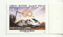 Maroc. Timbre De  2024. Office National Des Chemins De Fer. 60 Ans De Progrès. Trains. Boraq. - Morocco (1956-...)
