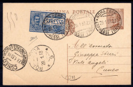 1933 28 GEN EX L.1,25+C.30 SASS.C65+EX12  USATI  SU CARTOLINA POSTALE DA ROMA X CUNEO  FIRMATO BIONDI - Marcofilie