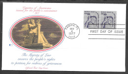 1977 FDC Americana Series, 10 Cents Justice, Coil, Fleetwood Cachet - 1971-1980