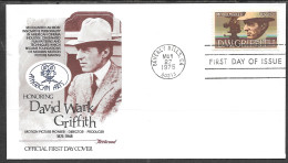USA FDC Fleetwood Cachet, 1975 10 Cents D. W. Griffith - 1971-1980