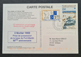 TAAF,  Timbres Numéros 112 Et 157 Oblitérés De Terre Adélie Le 3/2/2000. - Brieven En Documenten