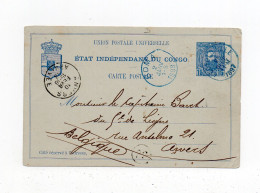 !!! CONGO BELGE, ENTIER POSTAL DE 1897 POUR ANVERS, CACHET DE BOMA - Lettres & Documents