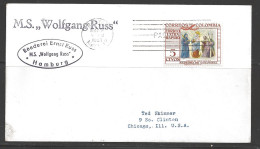 1957 Paquebot Cover Columbia Stamp Used In Boston Mass (Mar 9) - Lettres & Documents