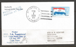 1978 Paquebot Cover South Africa Stamp Used In Houston, Texas (Feb 1) - Storia Postale