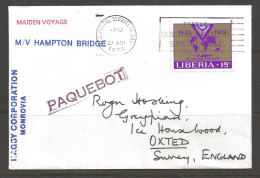 1973 Paquebot Cover, Liberia Stamp Used In Fort Lauderdale, Florida  - Lettres & Documents