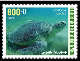 DJIBOUTI 2024 STAMP 1V 600F - CAMOUFLAGE - TURTLES TURTLE TORTUES TORTUE REPTILES - MNH - Tartarughe