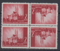 Croatia NDH "Nezavisna Drzava Hrvatska" Block Of Four TETE-BECHE Mi#52 1941 MNH ** - Croatie