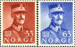 672763 HINGED NORUEGA 1957 85 ANIVERSARIO DEL REY HAAKON VII - Gebruikt