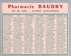 Clisson * Petit Calendrier 1955 Publicitaire * Pharmacie BAUDRY Rue Des Halles * Calendar - Clisson