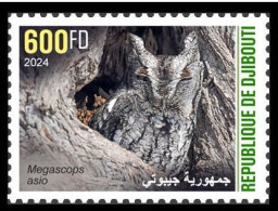 DJIBOUTI 2024 STAMP 1V 600F - CAMOUFLAGE - OWL OWLS HIBOUX HIBOU - BIRDS OISEAUX - MNH - Owls