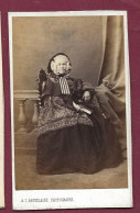 140524A - PHOTO ANCIENNE CDV AC BAUDELAIRE A CAEN - Femme Cape Coiffe - Alte (vor 1900)