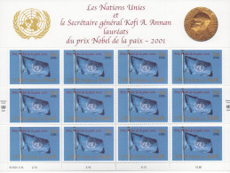 Nations Unies United Nations  ONU Prix Nobel 2001 - Blocs-feuillets