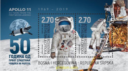 612225 MNH BOSNIA-HERZEGOVINA. Adm Serbia 2019 50 ANIVERSARIO DE LA LLEGADA DEL HOMBRE A LA LUNA - Bosnien-Herzegowina