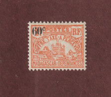 MADAGASCAR - TAXE  - 17 De 1924/1927 - Neuf * - Timbre Taxe Surchargé - 60c. Sur 1f. Rouge-orange - 2 Scan - Segnatasse