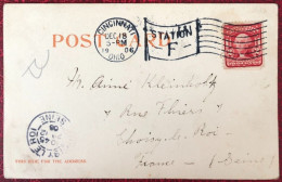 Etats-Unis, Divers Sur CPA, Cachet Cincinnati, Ohio 1906 / STATION F Pour La France - (C1401) - Storia Postale