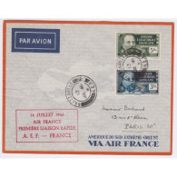 Rare LETTRE CACHET 1ère LIAISON AERIENNE RAPIDE  AEF - FRANCE 14/07/46  -  L'artdesgents.fr - Covers & Documents