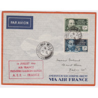 Rare LETTRE CACHET 1ère LIAISON AERIENNE RAPIDE  AEF - FRANCE 14/07/46  -  L'artdesgents.fr - Cartas & Documentos