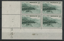 MONACO N° 280 Bloc De 4 Neuf ** (MNH) Avec Coin Daté Du 25/10/45. Voir Description - Neufs