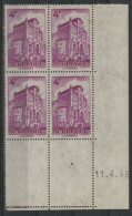 MONACO N° 278 Bloc De 4 Neuf ** (MNH) Avec Coin Daté Du 11/4/46. Voir Description - Ungebraucht