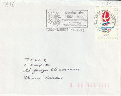 FLAMME TEMPORAIRE  83  TOULON  LIBERTE  CENTENAIRE  FONDATION  BARTHELON - Mechanical Postmarks (Other)