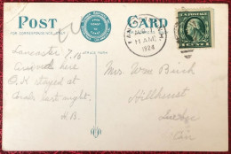 Etats-Unis, Divers Sur CPA, Cachet Lancaster 1.8.1924 Pour Quebec, Canada - (C1408) - Marcofilia