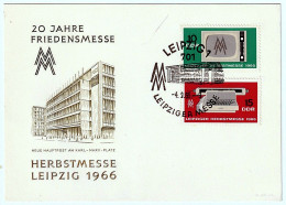 20 Years Of Peace Fair Autumn Fair LEIPZIG 1966 - Two Stamps + Occasional Seals - Postkarten - Gebraucht