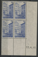 MONACO N° 276 Bloc De 4 Neuf ** (MNH) Avec Coin Daté Du 17/4/46. Voir Description - Nuevos