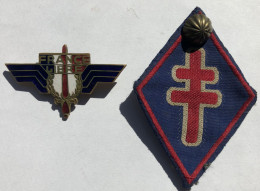 Bel Insigne Militaire WW2 - FRANCE LIBRE - Moustique - Numéroté 13206 + écusson FFL Croix De Lorraine - 1939-45