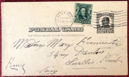 Etats-Unis, Divers Sur Entier-carte, Cachet Seattle. WASH. 29.5.1909 Pour La France - (C1431) - Storia Postale