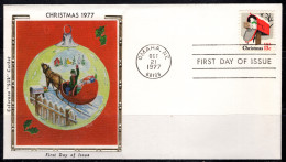 USA FDC Colorano Silk Cachet, 1977 13 Cents Christmas Mail Box - 1971-1980