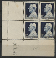 MONACO N° 306 Bloc De 4 Neuf ** (MNH) Avec Coin Daté Du 9/7/48. Voir Description - Nuevos