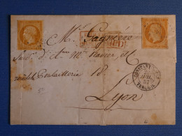 DN0 BUREAUX FRANCAIS TURQUIE   LETTRE RR 1857 PAR PAQUEBOT CONSTANTINOPLE A LYON  + AFF. INTERESSANT+++ - 1849-1876: Classic Period