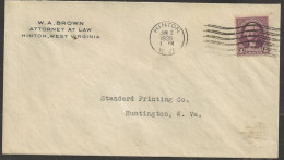 1935 West Virginia - Hinton (Jan 2) Attorney Corner Card - Brieven En Documenten