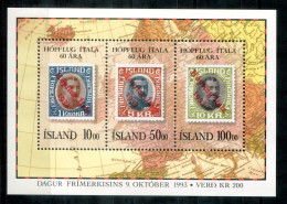 ISLAND Block 14, Bl.14 Mnh - Marke Auf Marke, Stamp On Stamp, Timbre Sur Timbre, Hopflug Italia - ICELAND / ISLANDE - Blokken & Velletjes