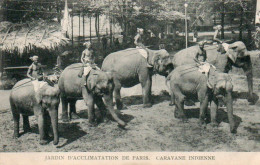 4V4Sb   Paris Jardin D'Acclimatation Caravanne Indienne éléphants Cornacs - Parcs, Jardins