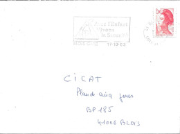 LOIR ET CHER 41  -  BLOIS GARE   -  FLAMME ; AVEC L'ENFANT VIVONS LA SECURITE   -  1983 - Maschinenstempel (Werbestempel)