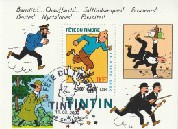 France 2000 Fete Du Timbre Tintin Bloc Feuillet N°28 Oblitéré Cachet - Usados