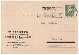 Company Postcard W. Pfeiffer Pet Wholesaler Hamburg. Postage Stamp DR 6, Data Seal 19/08/1932 Avoids Radio Interference - Briefkaarten